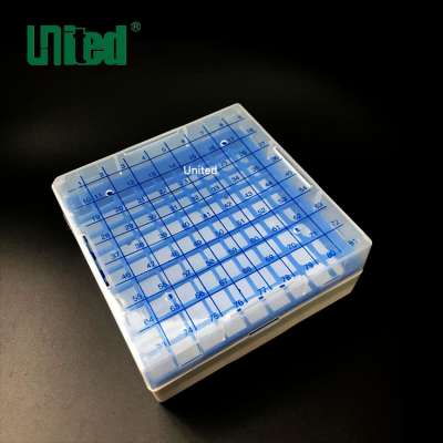 81 well freezing box, stamped cover, able to storage 1.5ml/1.8ml/2ml tubes